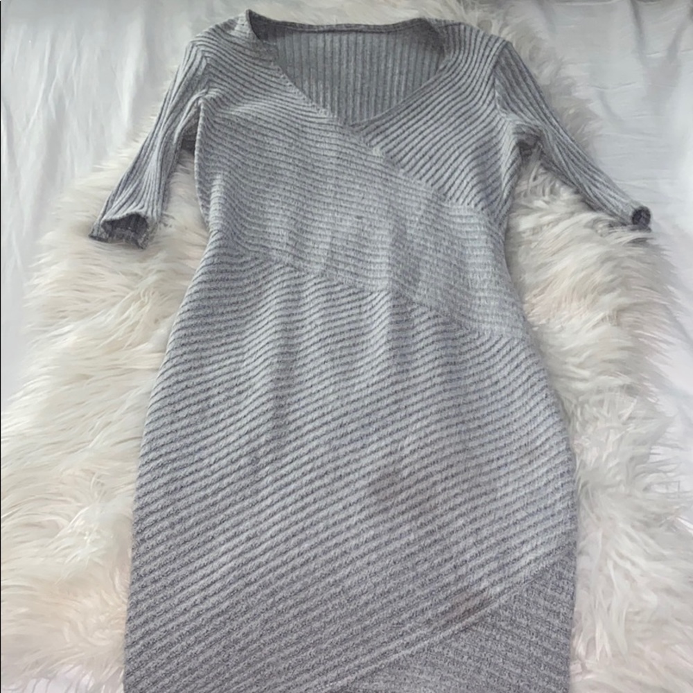 Asymmetric tight grey dress